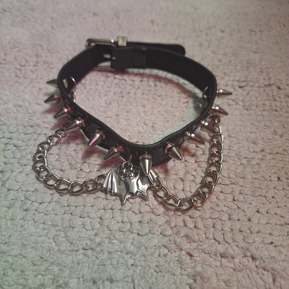 Killstar Bat Babe Choker Black and Silver - Picture 3 of 8